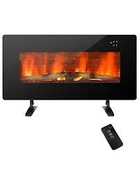 Gymax 36'' Electric Fireplace Wall Mounted & Freestanding Heater Remote Control 1500W