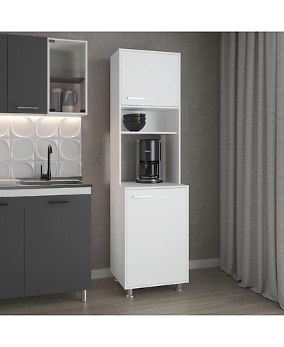 Buckeye Kitchen Pantry with Open Storage and 2 Doors, White