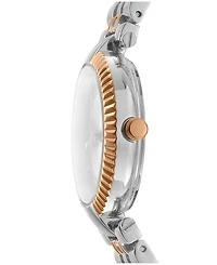 Dkny Women's Essential Glitz Silver Dial Red Gold-Two-Tone Stainless Steel Bracelet Watch 30mm