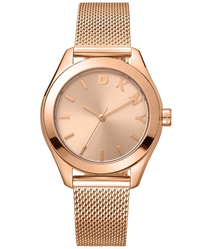 Dkny Women's Astoria Logo Rose Gold-Tone Stainless Steel Bracelet Watch, 34mm