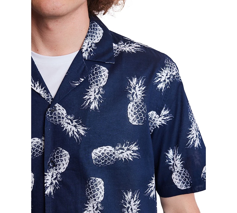 Paisley & Gray Men's Slim Fit Short Sleeve Pineapple Print Button Front Camp Shirt