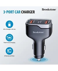 Brookstone Tripple Port Pd 50 Watt Rapid Car Charger and 4FT Lightning Cable Charging Kit