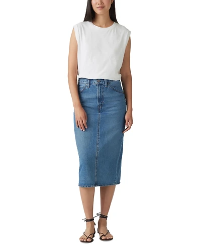 Levi's Women's Cotton High-Rise Back-Slit Denim Skirt