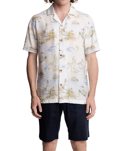 Paisley & Gray Men's Slim Fit Short Sleeve Scenic Print Button Front Camp Shirt