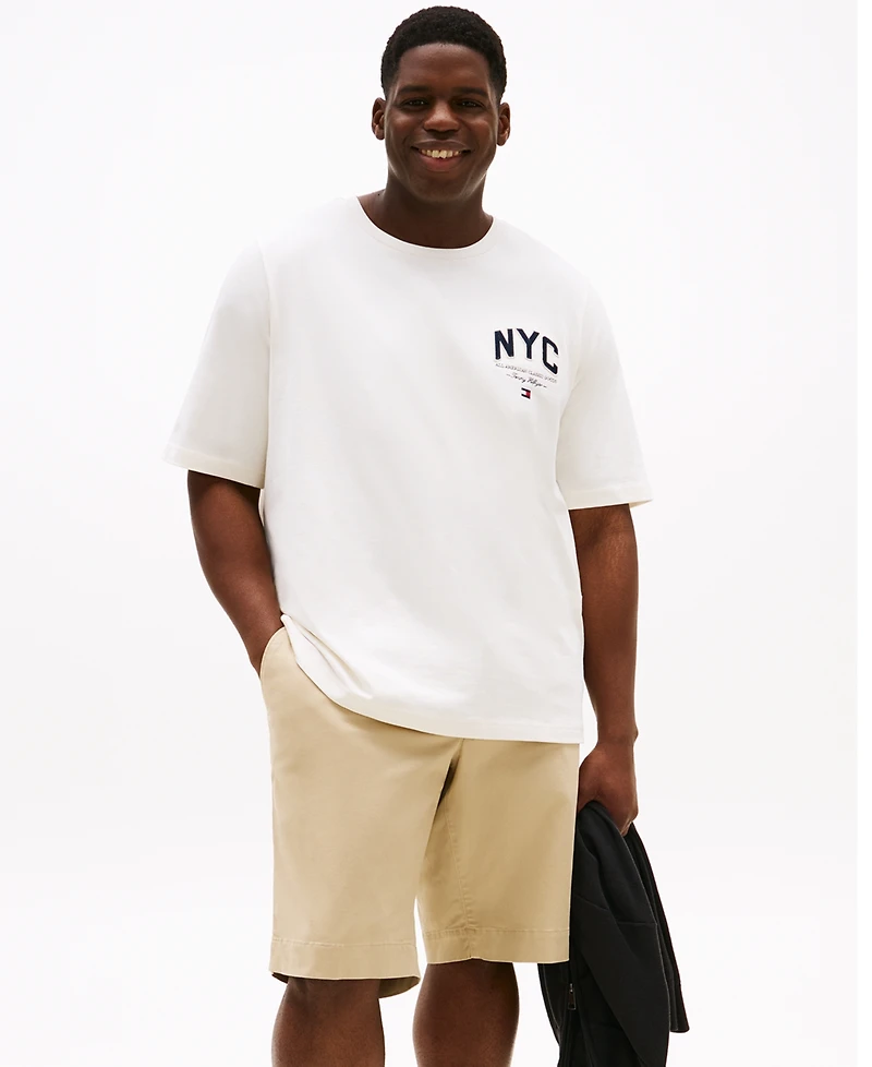 Tommy Hilfiger Men's Big & Tall Short Sleeve Crewneck Nyc Script Logo T-Shirt