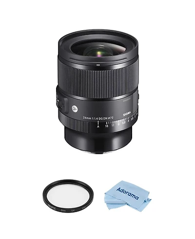 Sigma 24mm f/1.4 Dg Dn Art Lens for L Mount Bundle with 72mm Multi Coated Uv Filter, Microfiber Cleaning Cloth