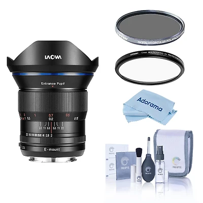 Venus Laowa 15mm f/2 Fe Zero-d Lens for Sony E, Bundle with Hoya 77mm Uv and Cpl Filters
