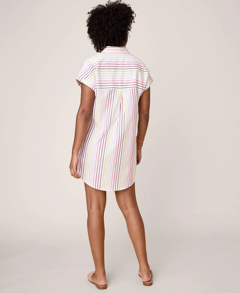 UNTUCKit Women's Cotton Stretch Short Sleeve Stripe Eleanor Dress