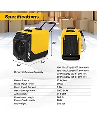 190 Ppd Commercial Dehumidifier Rotational Molded Industrial Dehumidifier with Pump