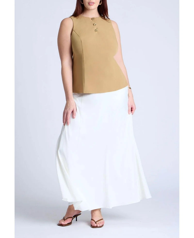 Eloquii Women's Button Detail Sleeveless Top