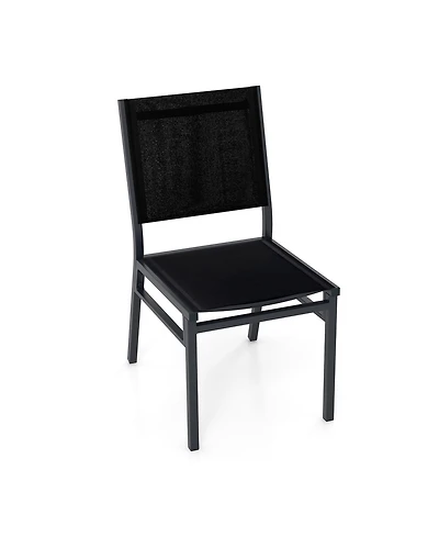 Single Outdoor Chair with Breathable Mesh Seat and Back for Backyard Use