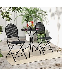 Gymax 3 Pcs Patio Bistro Set All-weather Metal Table & Chair Set for 2 Person Modern Furniture Set
