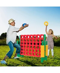 Gymax Jumbo 4-to-Score Game Set Giant 4 in A Row Kids Adults 42 Jumbo Rings