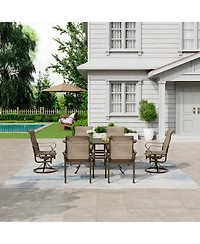 Mondawe 72-inch x 42-inch Oval Powder Coated Cast Aluminum Outdoor Dining Table with Umbrella Hole
