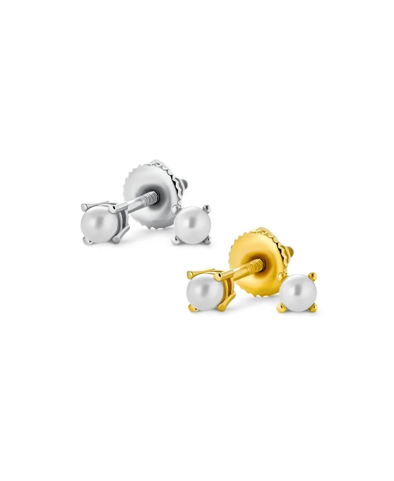 Bling Jewelry Set of 2 Tiny Freshwater Pearl Stud Earrings Silver Gold Plated Sterling Silver