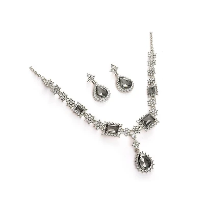 Sohi Women's Silver Plated Designer Stone Jewellery Set