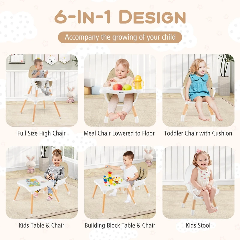 Costway Toddler 6 1 High Chair Convertible Highchair with 5-Point Harness