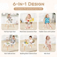 Costway Toddler 6 1 High Chair Convertible Highchair with 5-Point Harness