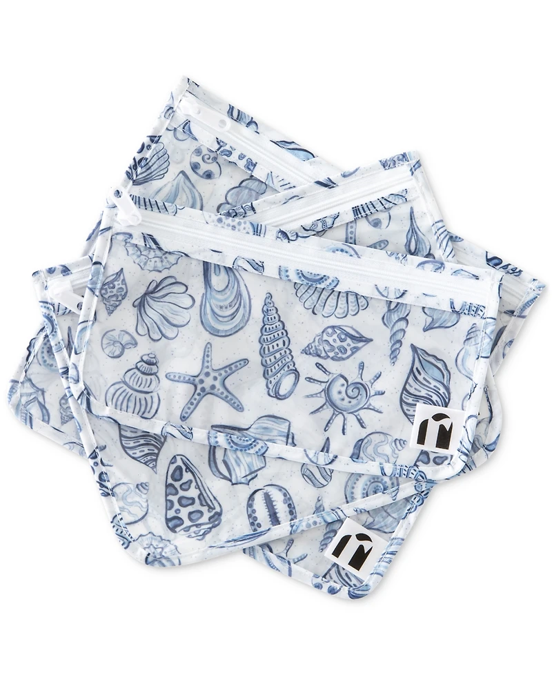 Bumkins Seashells Clear Travel Bags, 3 Pack