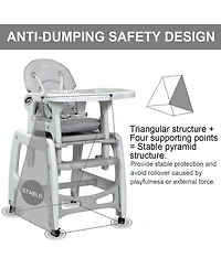 Costway Toddler 3 1 High Chair Adjustable Seat Back and Removable Trays