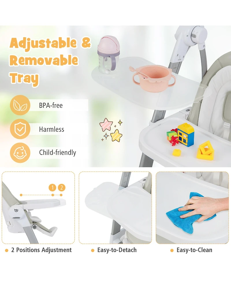 Costway Baby 3-in-1 Swing & High Chair with 8 Adjustable Heights Music Box