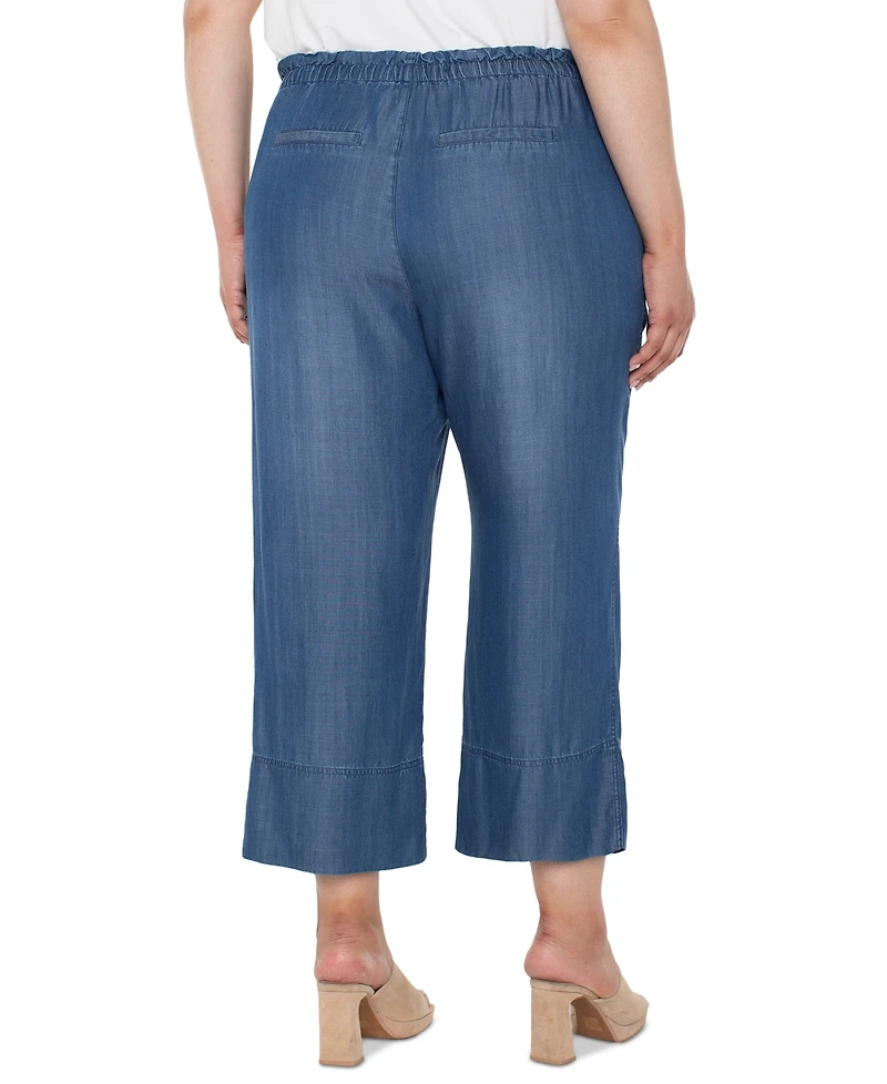 Liverpool Los Angeles Trendy Plus Chambray Pull-On Cropped Pants