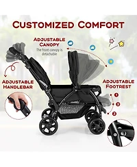 Costway Baby Twin Double Stroller Lightweight Travel Pushchair