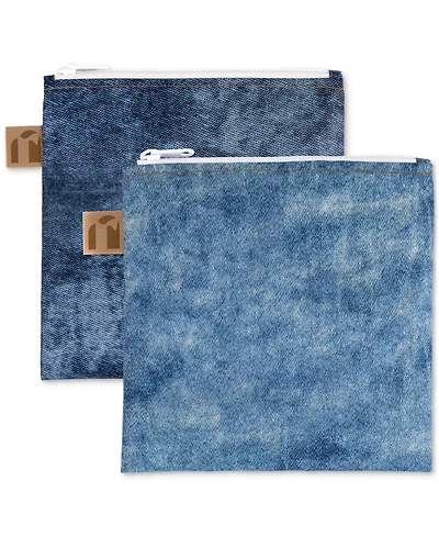 Bumkins Denim-Print Large Snack Bags, 2 Pack