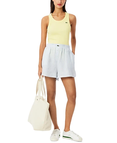 Lacoste Usa Women's Striped Linen Pull-On Shorts