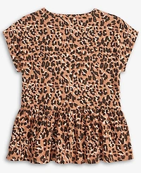 Epic Threads Little & Big Girls Leopard-Print Peplum Top, Exclusively at Macy's