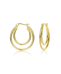14K Gold Plated Double stack Hoop Earrings