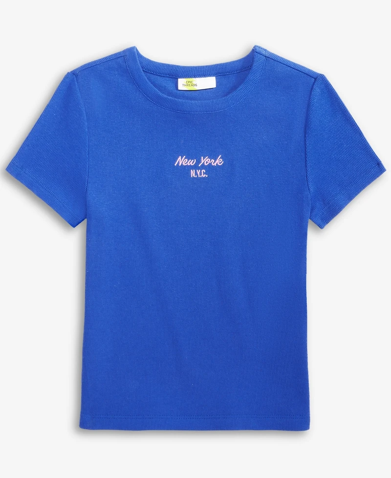 Epic Threads Little & Big Girls Nyc Embroidered Ribbed T-Shirt, Exclusively at Macy's