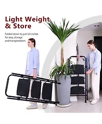 5 Step Lightweight Folding Ladder with Wide Anti-Slip Pedal and Safety Handle, Multi-Purpose Steel Step Ladder