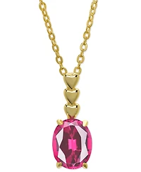 Lab Grown Pink Sapphire Oval 18" Pendant Necklace (2-1/10 ct. t.w.) in 14k Gold-Plated Sterling Silver