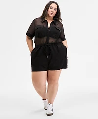 Nina Parker Trendy Plus Mesh Utility Romper