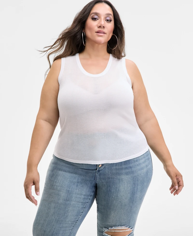 Nina Parker Trendy Plus Sheer Sweater-Knit Tank