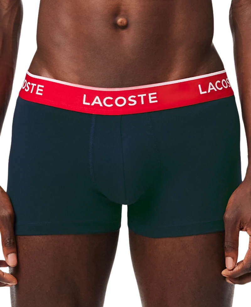 Lacoste Men's 3-Pack Regular-Fit Logo Waistband Trunk Underwear