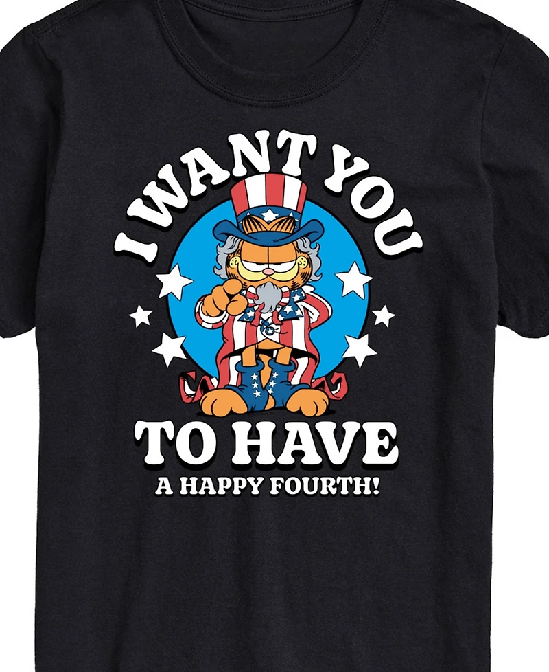 Airwaves Men's Garfield Want You to Have a Happy Fourth Short Sleeve T-Shirt
