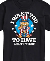 Airwaves Men's Garfield Want You to Have a Happy Fourth Short Sleeve T-Shirt