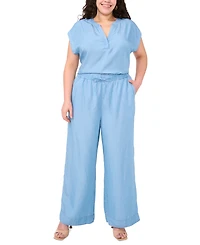 Vince Camuto Plus Split-Neck Extended-Shoulder Top