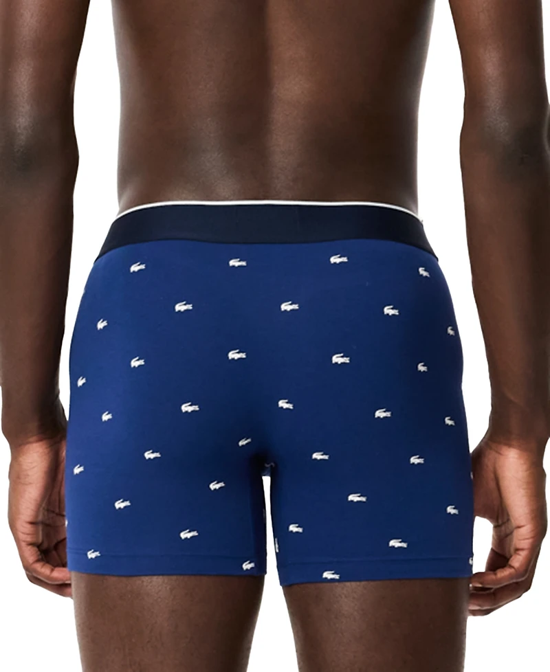 Lacoste Men's 3-Pack Regular-Fit Stretch Mini-Croc Boxer Briefs