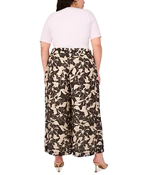 Vince Camuto Plus Floral-Print Drawstring Pants