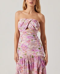 Astr the Label Women's Estefany Floral-Print Strapless Maxi Dress