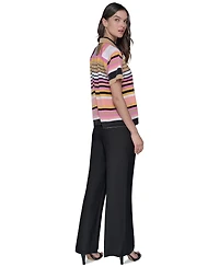 Karl Lagerfeld Paris Women's Conversational Striped Camp Shirt