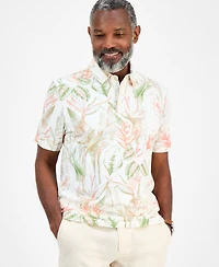 Club Room Men's Hero Short Sleeve Leaf Print Polo Shirt, Exclusively at Macy's