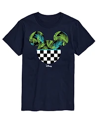 Airwaves Men's Disney Mickey Checkered Palm Head Short Sleeve T-Shirt