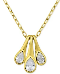 Giani Bernini Cubic Zirconia Pear Trio Pendant Necklace, 16" + 2" extender, Exclusively at Macy's