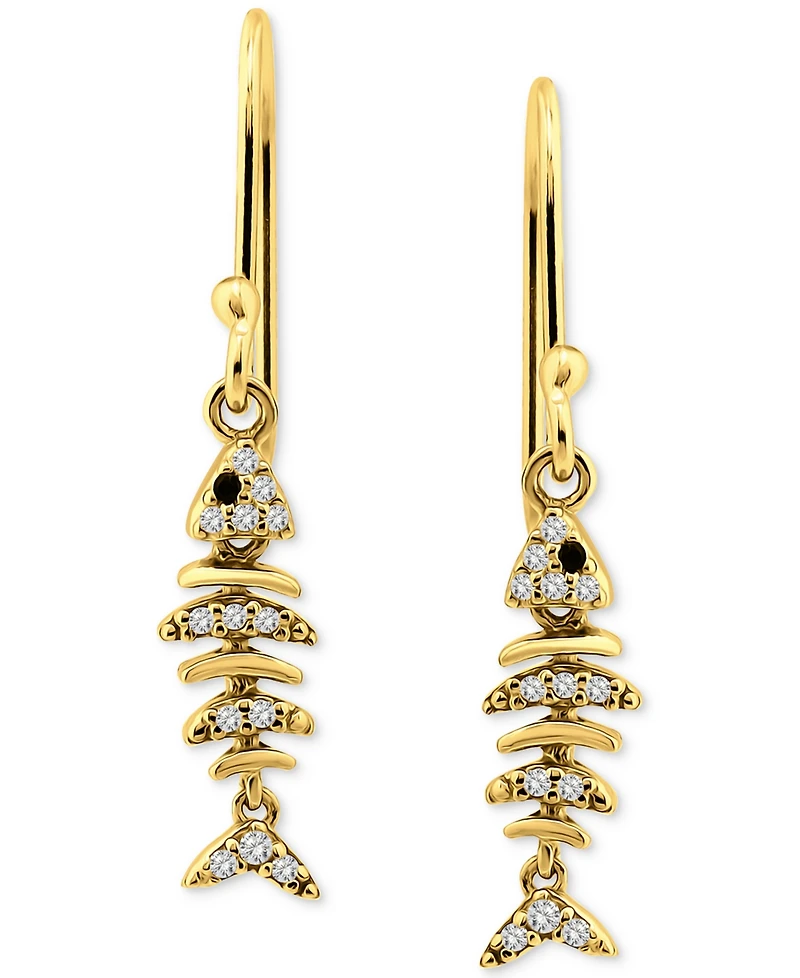 Giani Bernini Pave Fish Drop Earrings 18k Gold-Plated Sterling Silver (also Silver), Exclusively at Macy's