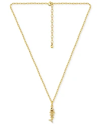 Giani Bernini Cubic Zirconia Fishbone Pendant Necklace, 16" + 2" extender, Exclusively at Macy's