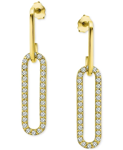 Giani Bernini Cubic Zirconia Oval Paperclip Link Drop Earrings, Exclusively at Macy's